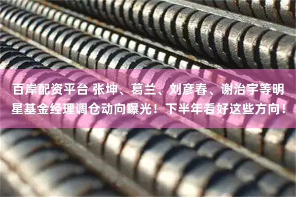 百岸配资平台 张坤、葛兰、刘彦春、谢治宇等明星基金经理调仓动向曝光!下半年看好这些方向!