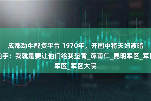 成都劲牛配资平台 1970年，开国中将夫妇被暗杀，凶手：我就是要让他们给我垫背_谭甫仁_昆明军区_军区大院